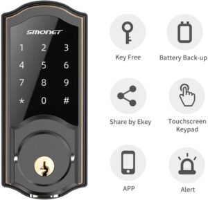 SMONET Smart Deadbolt Bluetooth Door Lock For Home, Hotel & Apartment