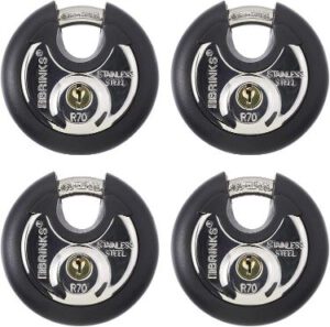 Brinks 673-70401 70mm 4-Pack Commercial Discus Lock With Stainless Steel Shackle