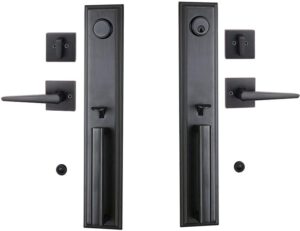 NB Hardware Double Door Handle Lockset - Best Exterior Front Door Lever Handle Lock