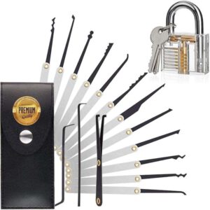 OTTOPT 15 Pcs Professional Multi-Function Lock Picking Training Set - The Best Lock Picking Tools For Beginners