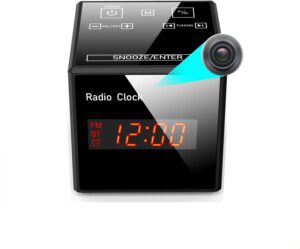  Hidden Camera Clock - Spy Cameras Alarm Clock Radio - Nanny Cams Wireless With Cell Phone APP - HD 960 FM Bluetooth Speaker USB Charging Night Vision
